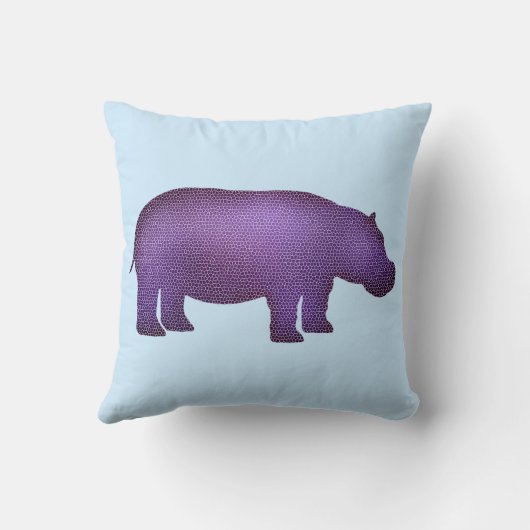Paarse Mosaic Hippo Kussen (Achterkant)