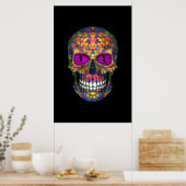 Paarse Mosaic Sugar Skull Zombie Colorful Posters (Keuken)