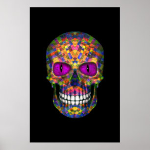 Paarse Mosaic Sugar Skull Zombie Colorful Posters