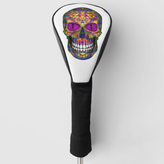 Paarse Mosaic Sugar Skull Zombie Driver Hoesjes Golfheadcover (Voorkant)