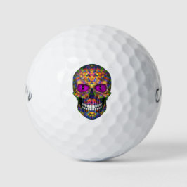 Paarse Mosaic Sugar Skull Zombie Golf Balls Golfballen