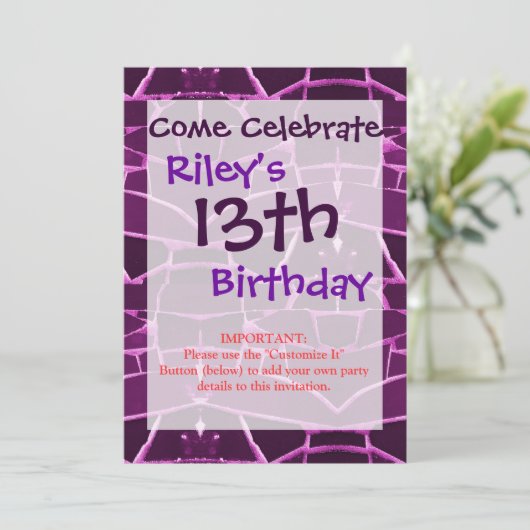  Paarse Mosaic Tiles Girly Pattern Kaart (Staand voorkant)