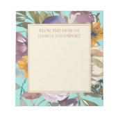 Paarse mosterdgeel eiwit Blauwgroen hout van burea Notitieblok (Voorkant)