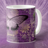  Paarse Moth en Floral Ephemera Custom Koffiemok