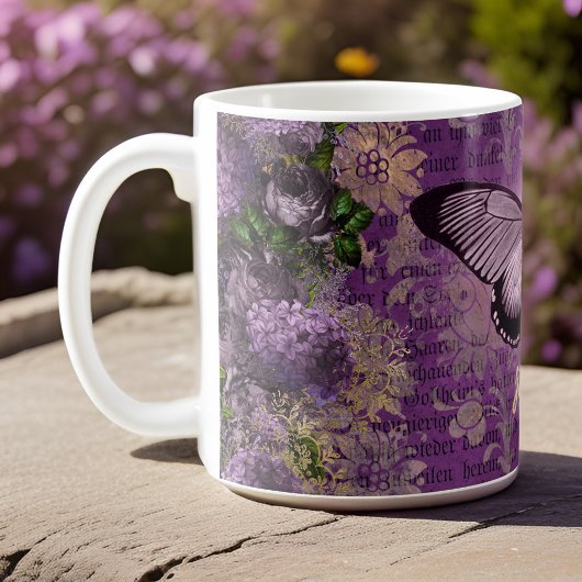  Paarse Moth en Floral Ephemera Custom Koffiemok