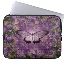  Paarse Moth en Floral Ephemera Laptop Sleeve