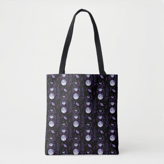 Paarse Moth en Moon Phases Tas (Voorkant)