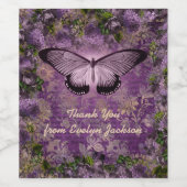 Paarse Moth Floral Newspaper Ephemera Hartelijk da Wijn Etiket (Enkel label)