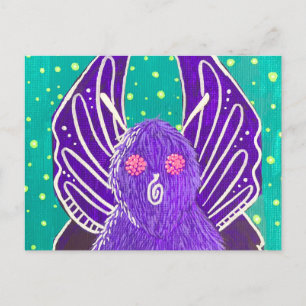 Paarse Mothman-ansichtkaart Briefkaart