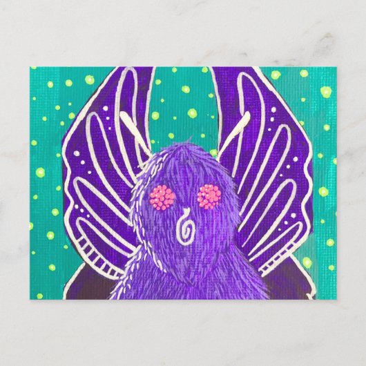 Paarse Mothman-ansichtkaart Briefkaart (Voorkant)