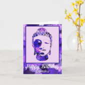 Paarse Motivatie Boeddha Head Birthday Kaart (Gele Bloem)