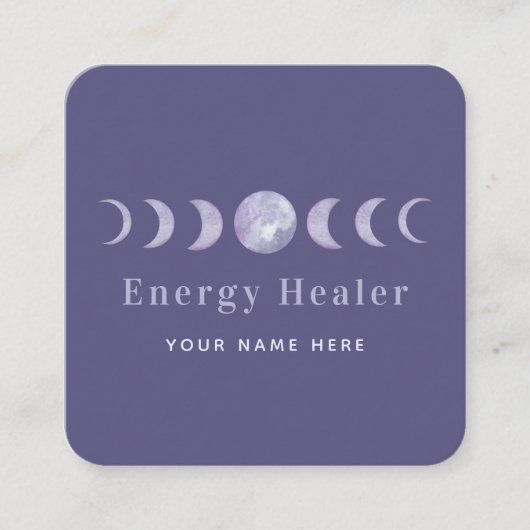 Paarse motorfase Lunar Energy Healer Spiritueel Vierkante Visitekaartje (Voorkant)