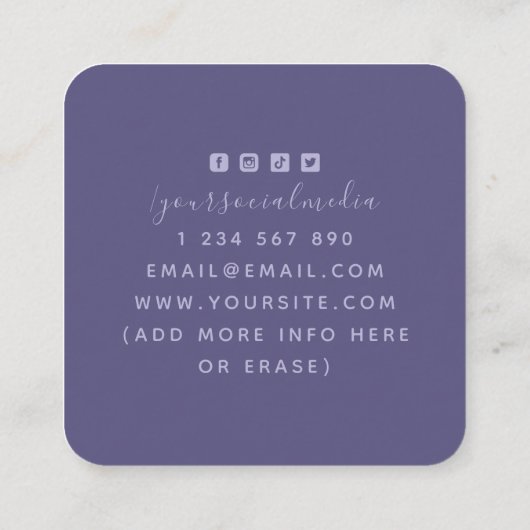 Paarse motorfase Lunar Energy Healer Spiritueel Vierkante Visitekaartje (Achterkant)