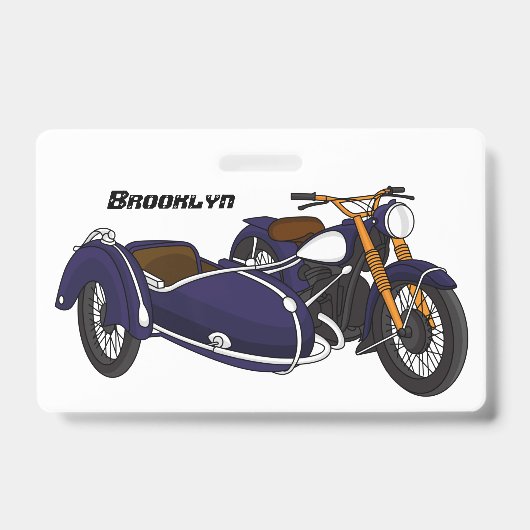 Paarse motorillustratie met zijspan badge (Voorzijde)
