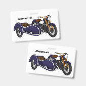 Paarse motorillustratie met zijspan badge (Voor- en achterkant)