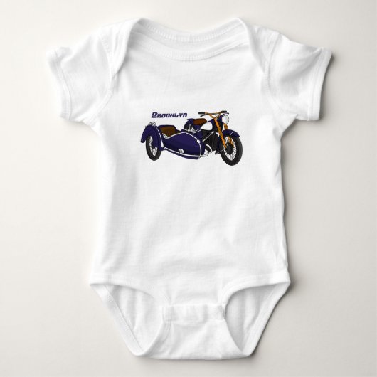 Paarse motorillustratie met zijspan romper (Voorkant)