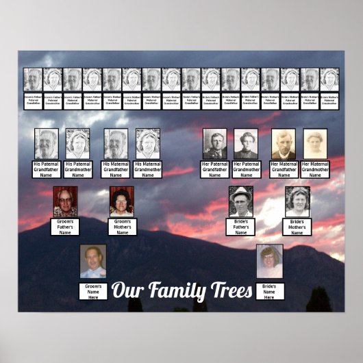 Paarse Mountain Sunset Photo United Family Trees Poster (Voorkant)