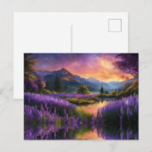 Paarse Mountain Valley Sunrise Briefkaart (Voorkant / Achterkant)