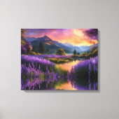 Paarse Mountain Valley Sunrise Canvas Afdruk (Voorkant)