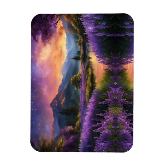 Paarse Mountain Valley Sunrise Magneet (Verticaal)