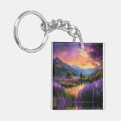 Paarse Mountain Valley Sunrise Sleutelhanger (Voorkant Links)