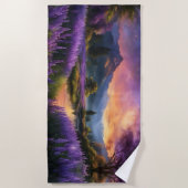 Paarse Mountain Valley Sunrise Strandlaken (Voorkant)