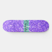 Paarse mousserende glitter, monogrammen persoonlijk skateboard (Horizontaal)
