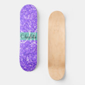 Paarse mousserende glitter, monogrammen persoonlijk skateboard (Voorkant)