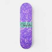 Paarse mousserende glitter, monogrammen persoonlijk skateboard (Voorkant)