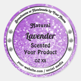 Paarse mousserende glitteretiketten van shimmery ronde sticker