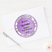 Paarse mousserende glitteretiketten van shimmery ronde sticker (Envelop)