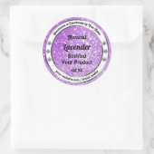 Paarse mousserende glitteretiketten van shimmery ronde sticker (Tas)