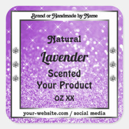 Paarse mousserende glitteretiketten van shimmery vierkante sticker