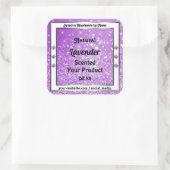 Paarse mousserende glitteretiketten van shimmery vierkante sticker (Tas)