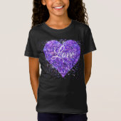 Paarse mousserende harsen, liefdesgraffiti-valenti t-shirt (Voorkant)