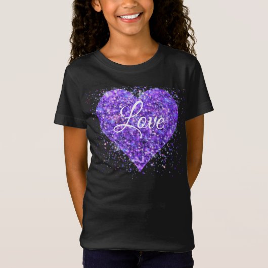 Paarse mousserende harsen, liefdesgraffiti-valenti t-shirt (Voorkant)