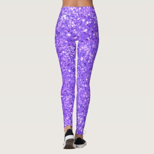 Paarse mousserende leggings van het glitterpatroon (Achterkant)