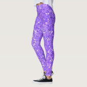 Paarse mousserende leggings van het glitterpatroon (Links)