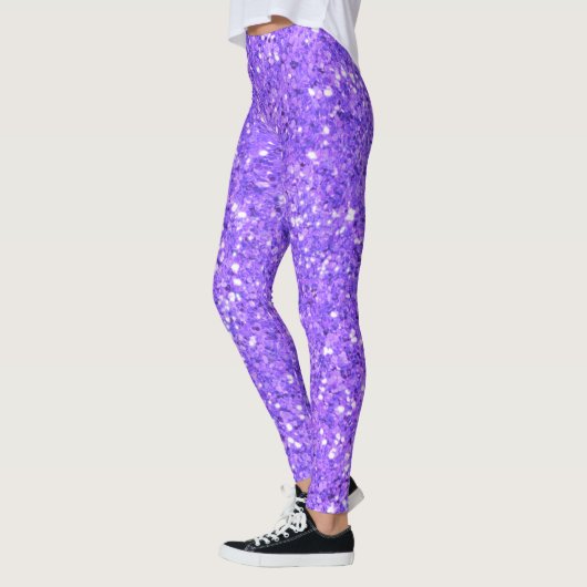 Paarse mousserende leggings van het glitterpatroon (Links)