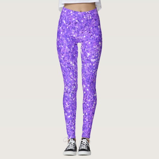 Paarse mousserende leggings van het glitterpatroon (Voorkant)