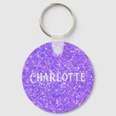 Paarse mousserende sleutelhanger van het glitterpa (Voorkant)
