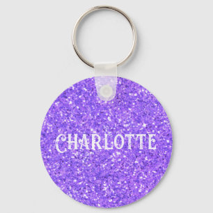 Paarse mousserende sleutelhanger van het glitterpa