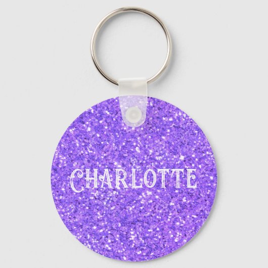 Paarse mousserende sleutelhanger van het glitterpa (Voorkant)