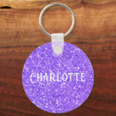 Paarse mousserende sleutelhanger van het glitterpa (Voorkant)