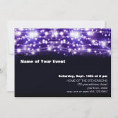 Paarse mousserende sterren Uitnodiging (Achterkant)