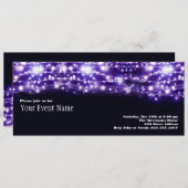 Paarse mousserende sterren Uitnodiging (Voorkant / Achterkant)