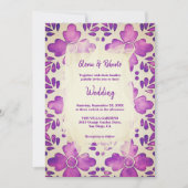Paarse Mozaïek Bloemen Waterverf Mexicaanse bruilo Kaart (Voorkant)