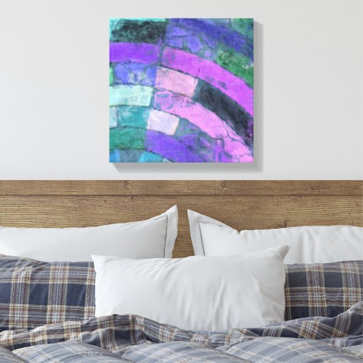 Paarse mozaïek canvas afdruk (Insitu (Slaapkamer))