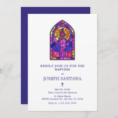 Paarse mozaïekkaars Doop Kaart (Voorkant / Achterkant)