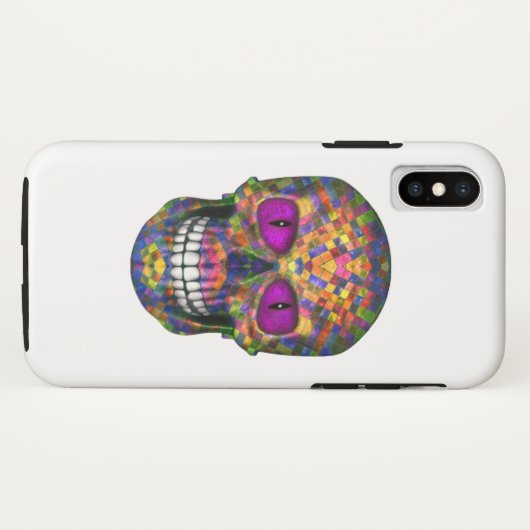 Paarse mozaïeksuikerschedel ZombieiPhone X Hoesje  (Achterkant (horizontaal))